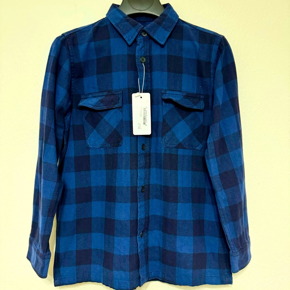 Cotton & Co. 100% Cotton Heavy Flannel Plaid Collar Big Boy’s Shirt Jackets, 14